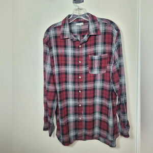 Men’s Falls Creek Red Cotton Flannel Button Down Shirt sz L
